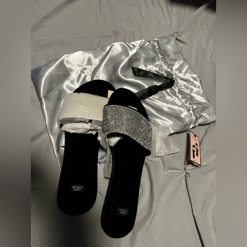 Sparkly Victoria’s Secret slippers new with tags in satin Victoria’s Secret bag